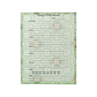Retro Green Floral Food Journal Trendy Meal Taary Notizblock