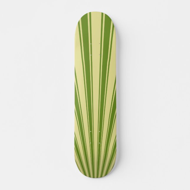 Retro Green Funky Sun Rays Hintergrund Skateboard (Vorne)