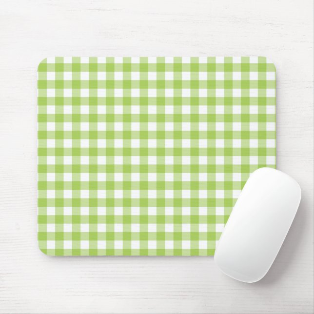 Retro Green Gingham Karierte Karo geprüft Mousepad (Mit Mouse)
