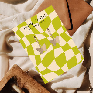 Retro Green Groovy Vintage Earring Display Visitenkarte