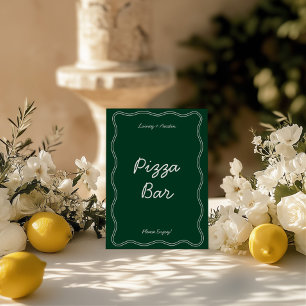 Retro Green Handwriter Pizza Bar Tabletop Schild Einladung