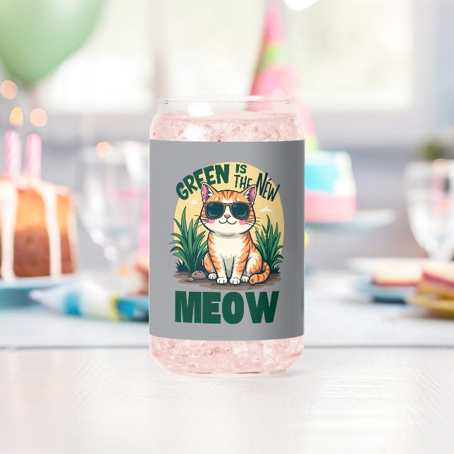 Retro "Green is the new Meow" Coole Katzennatur Ar Dosenglas (Insitu (Geburtstag))