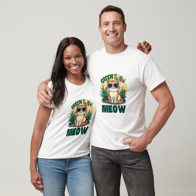Retro "Green is the new Meow" Coole Katzennatur Ar T-Shirt (Unisex)
