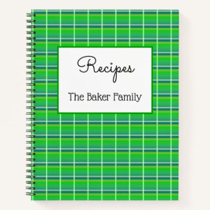 Retro Green Kariert Custom Food Rezept Notebook Notizbuch