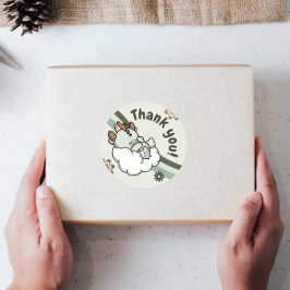 Retro Green Orange Baby Dragon Danke Etiketten