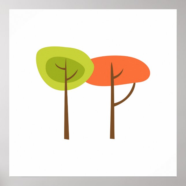 Retro Green Orange Trees Poster (Vorne)