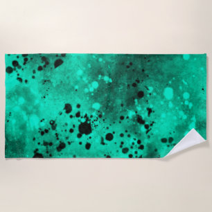 Retro Green Paint Spritzer Strandtuch