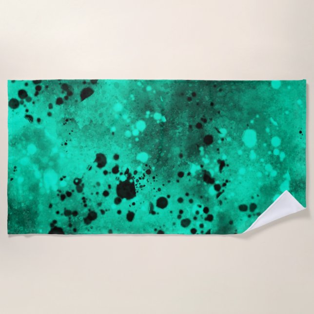 Retro Green Paint Spritzer Strandtuch (Vorderseite)