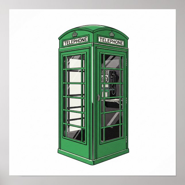 Retro Green Phone Booth Poster (Vorne)