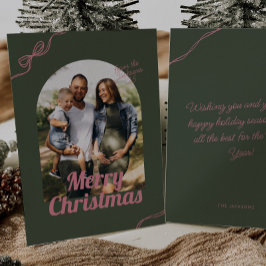 Retro Green & Pink Bow Arch Foto Weihnachten