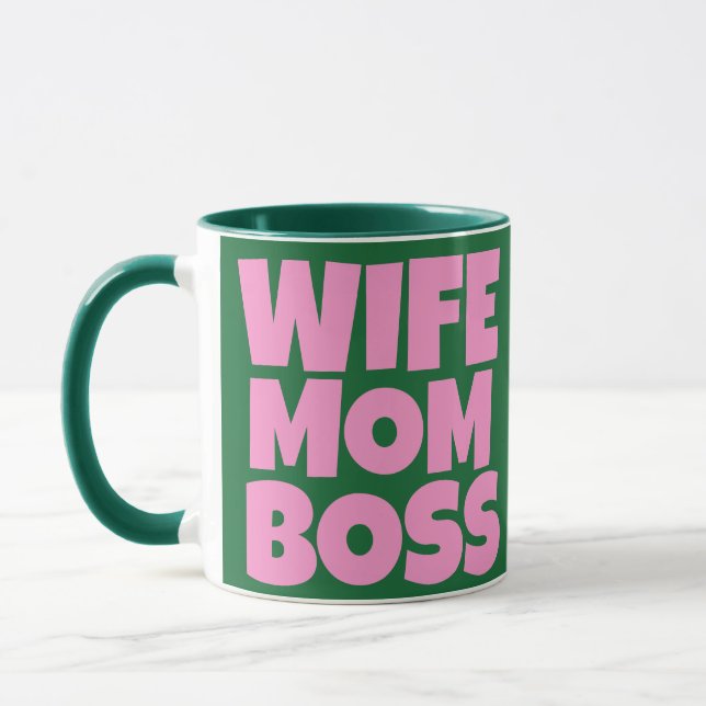 Retro Green Pink Funny Mothers Day Foto Tasse (Links)
