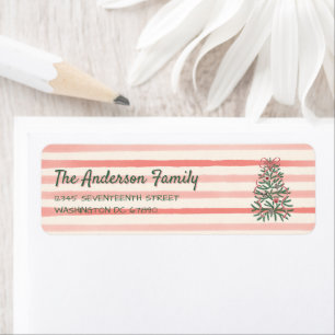 Retro Green Red Hand Drawn Ribbons Baumweihnachtsf