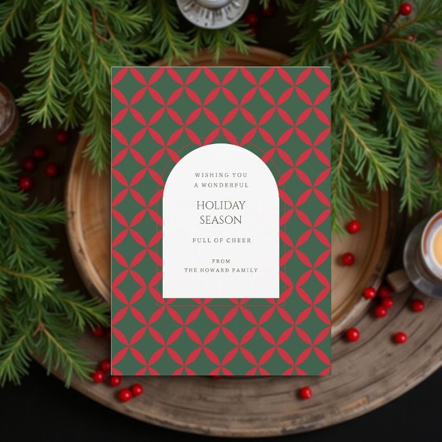 Retro Green Red Mid Century Moderne Ferienkarte (Von Creator hochgeladen)