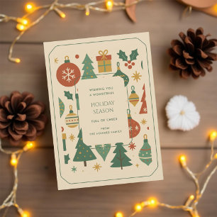 Retro Green Red Mid Century Moderne Ferienkarte