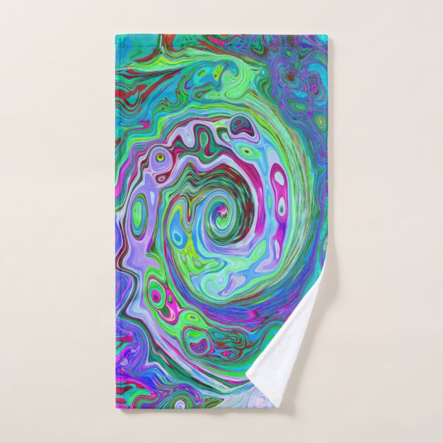 Retro Green, Red und Magenta Abstrakt Groovy Swirl Handtuch (Handtuch)