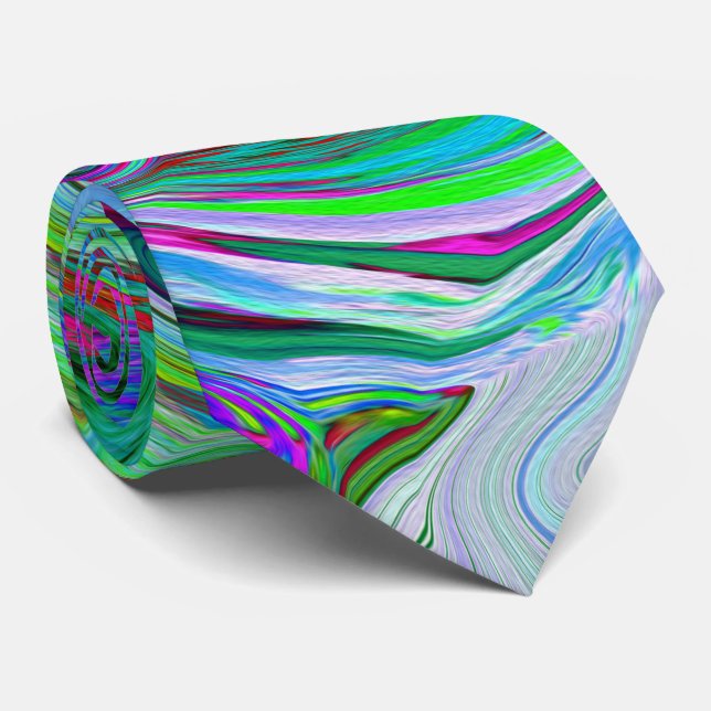 Retro Green, Red und Magenta Abstrakt Groovy Swirl Krawatte (Gerollt)