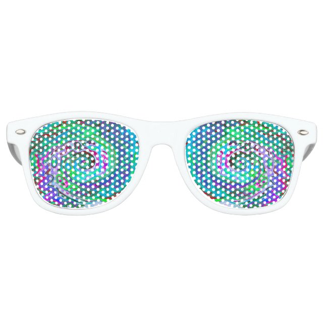 Retro Green, Red und Magenta Abstrakt Groovy Swirl Partybrille (Vorderseite)