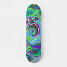 Retro Green, Red und Magenta Abstrakt Groovy Swirl Skateboard