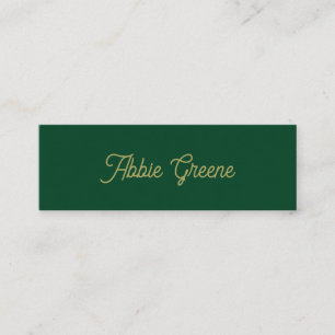 Retro Green Script Modern Mini Visitenkarte