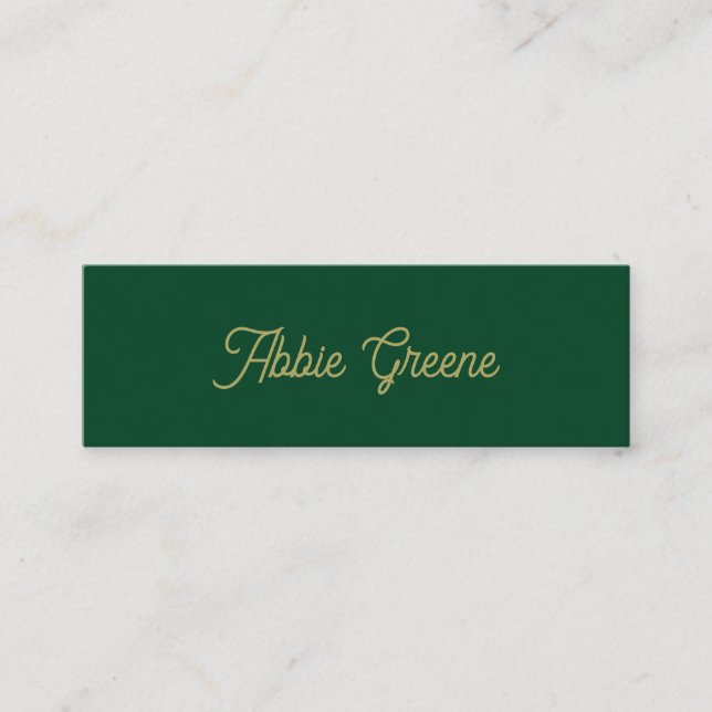Retro Green Script Modern Mini Visitenkarte (Vorderseite)