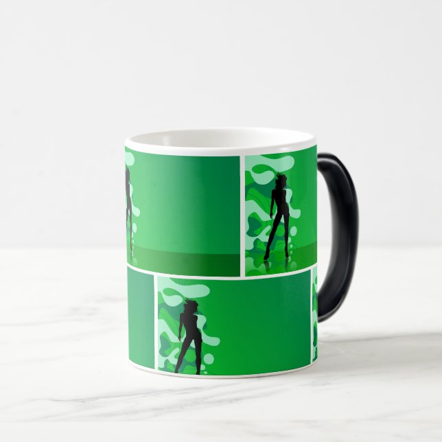 Retro Green Silhouette - Fett & elegant Verwandlungstasse (VorderseiteRechts)