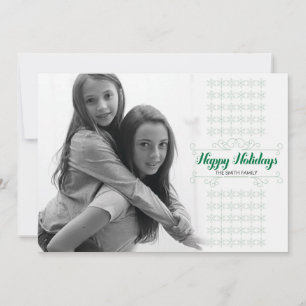 Retro Green Snowflake Band Holiday Card Feiertagskarte