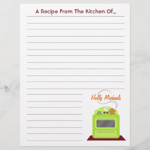 Retro Green Stove Moderne Küche Rezept Papier