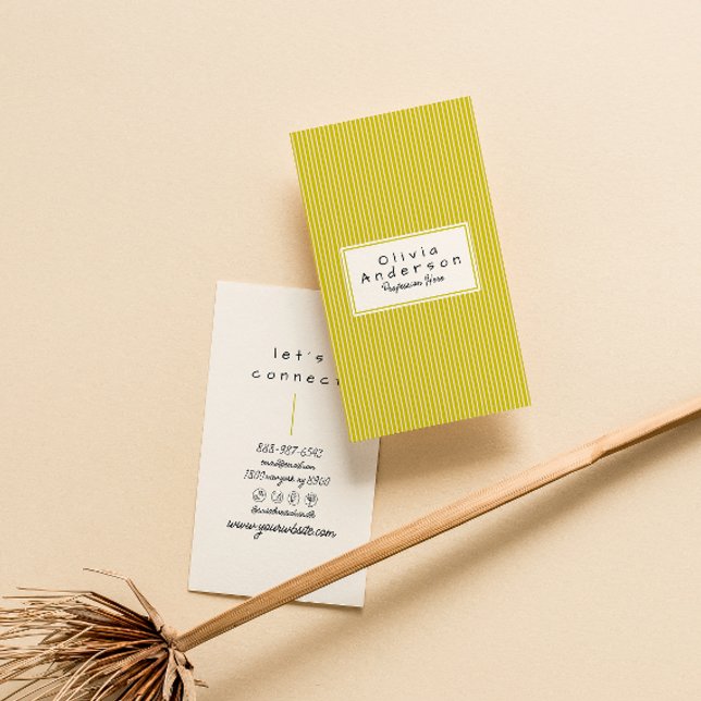 Retro Green Stripes Trendy Modern Funky Fun Visitenkarte (Von Creator hochgeladen)