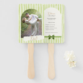 Retro Green Stripes Wedding Ceremony Program Fan Fächer