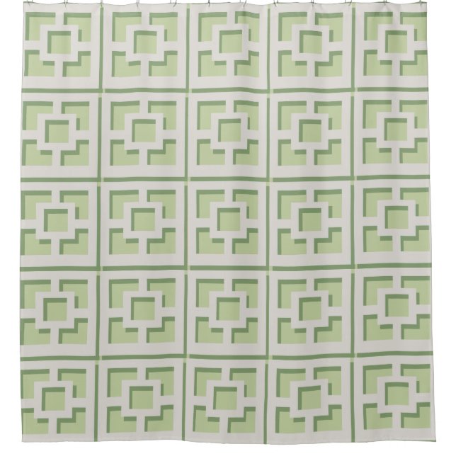 Retro Green Trellis Duschvorhang (Vorderseite)