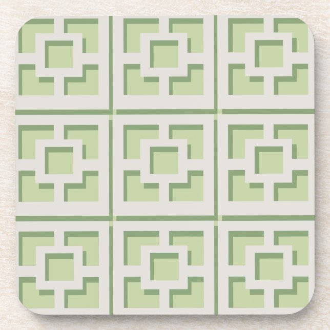 Retro Green Trellis Hard Plastic Untersetzer (Vorderseite)