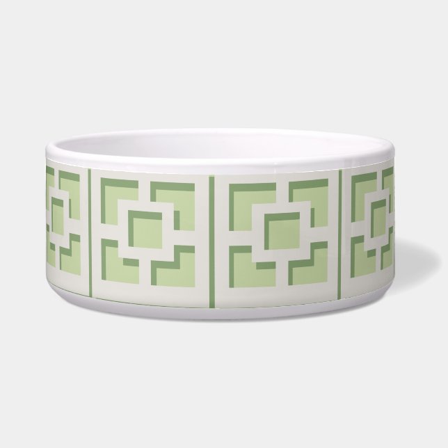 Retro Green Trellis Keramik Pet Bowl Napf (Vorderseite)