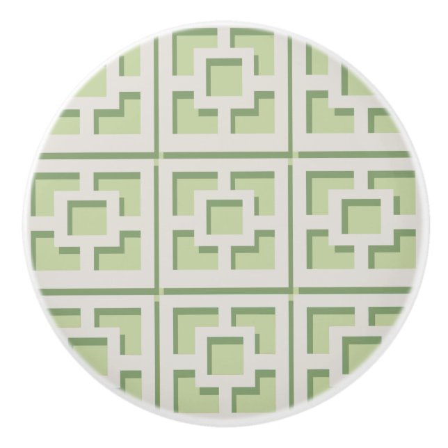 Retro Green Trellis Keramik Pull Keramikknauf (Vorderseite)