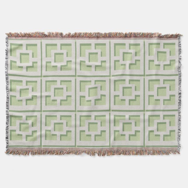 Retro Green Trellis Throw Blanket Decke (Vorderseite)