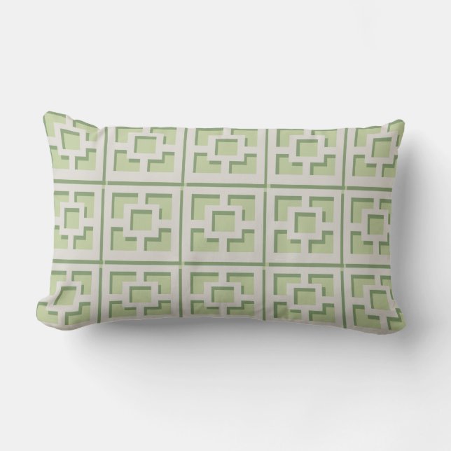 Retro Green Trellis Throw Kissen (Vorderseite)