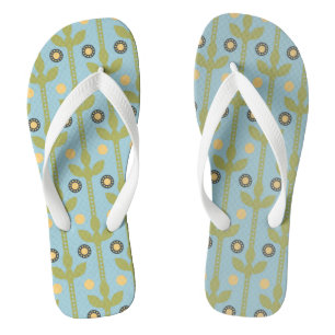 Retro Green und Blue Niedlich Folksfloral Muster Flip Flops