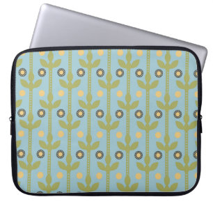 Retro Green und Blue Niedlich Folksfloral Muster Laptopschutzhülle