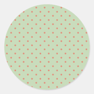 Retro Green und Melon Polka Dot Runder Aufkleber