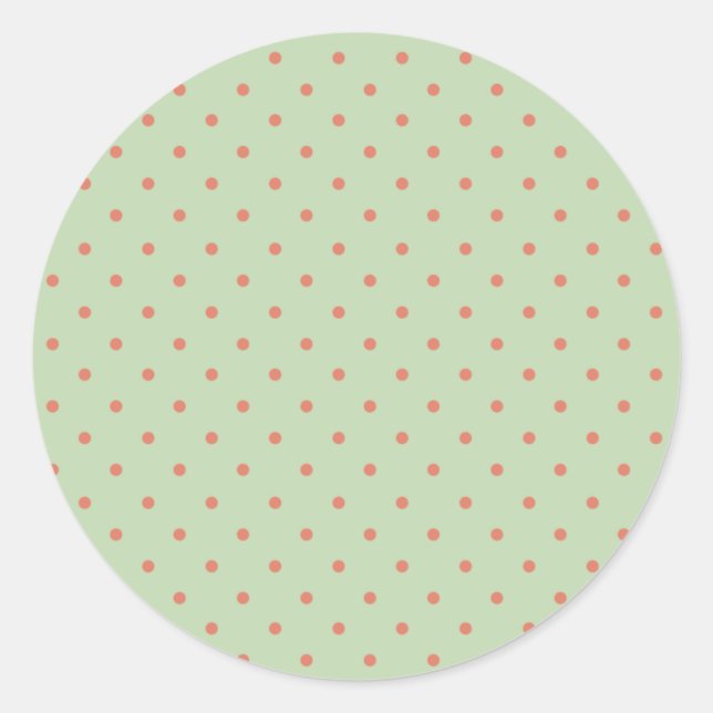 Retro Green und Melon Polka Dot Runder Aufkleber (Vorderseite)