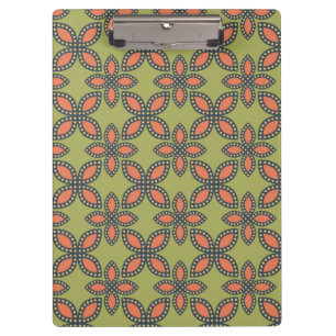 Retro Green und Orange Abstrakt Floral Muster Klemmbrett