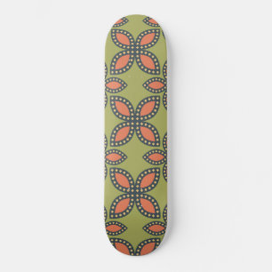 Retro Green und Orange Abstrakt Floral Muster Skateboard