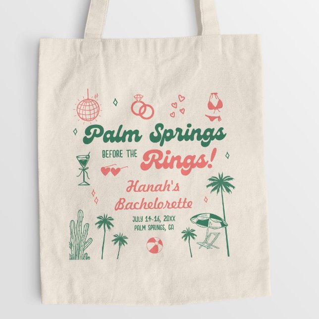 Retro Green und Pink Palm Spring Bachelorette Tragetasche (Von Creator hochgeladen)