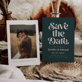 Retro Green Wedding Save The Date