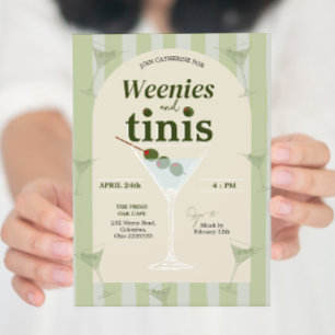 Retro Green Weenies und Tinis Junggesellinnenabsch Einladung