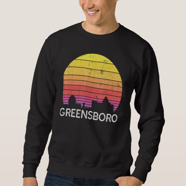 Retro Greensboro Skyline Vintage Urban Buildings Sweatshirt (Vorderseite)