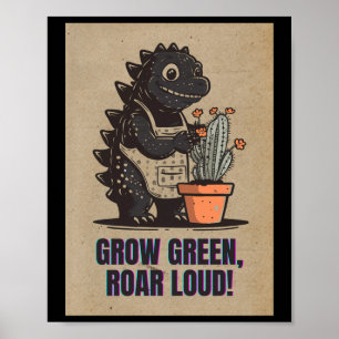 Retro Greenzilla – Süßer Godzilla-Gartenaufkleber Poster