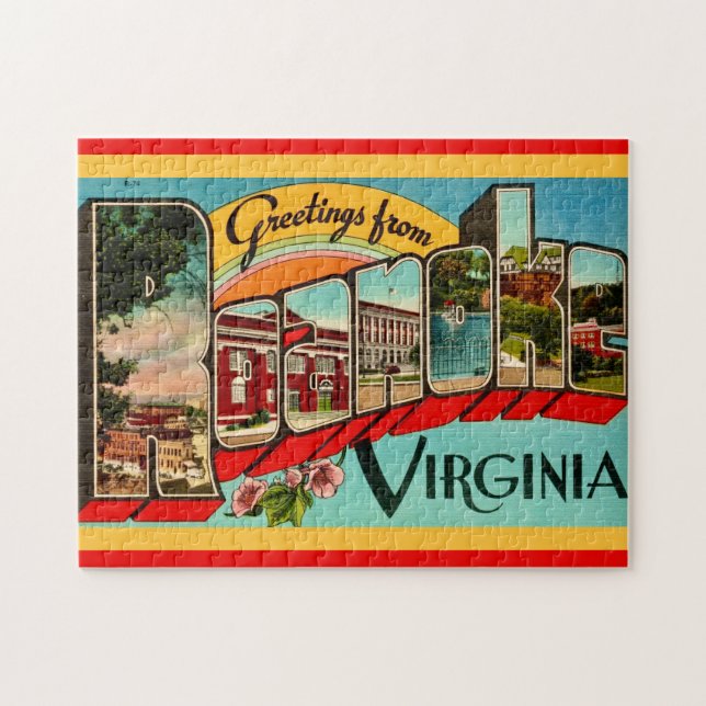 Retro Greetings From Roanoke, VA Puzzle (Horizontal)