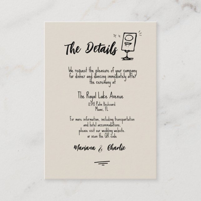 Retro Grey Hand Drawn Illustrated The Details  Begleitkarte (Vorderseite)