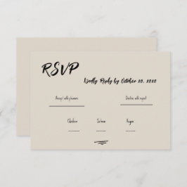Retro Grey Hand Written Scribble Wedding RSVP 