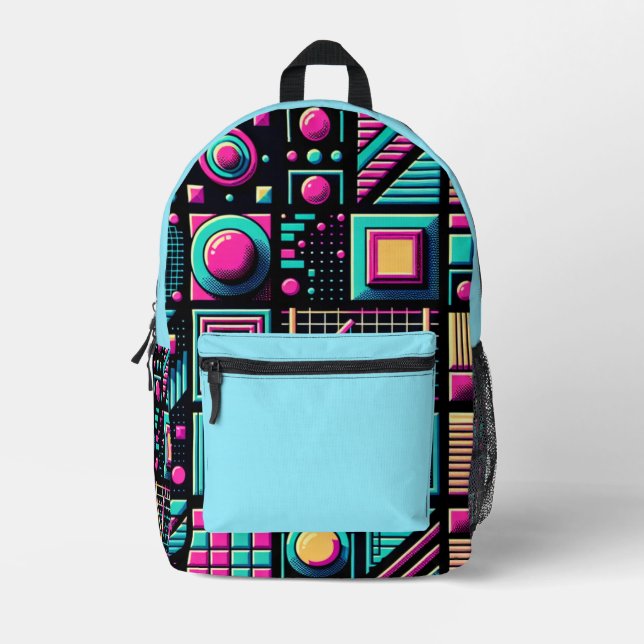 Retro-Grid-Burst Bedruckter Rucksack (Vorderseite)